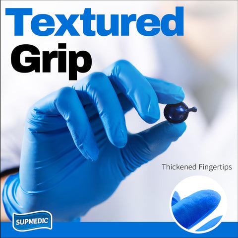Supmedic Nitrile+ Disposable Gloves, 5 Mil Latex & Powder-Free Glove 100 Ct