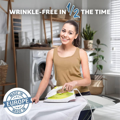 Bartnelli by Rorets Classic Ironing Board with New Patent EZ-Glide Technology, Made in Europe, Premium Iron Board with Iron Rest, 4 Layer Cover, 13x43 Surface, Height Adjustable to 36", 4 Steel Legs