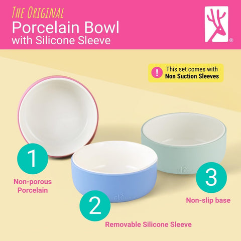 Elk and Friends Kids/Toddler Porcelain Bowls + Silicone Sleeves | 4pk