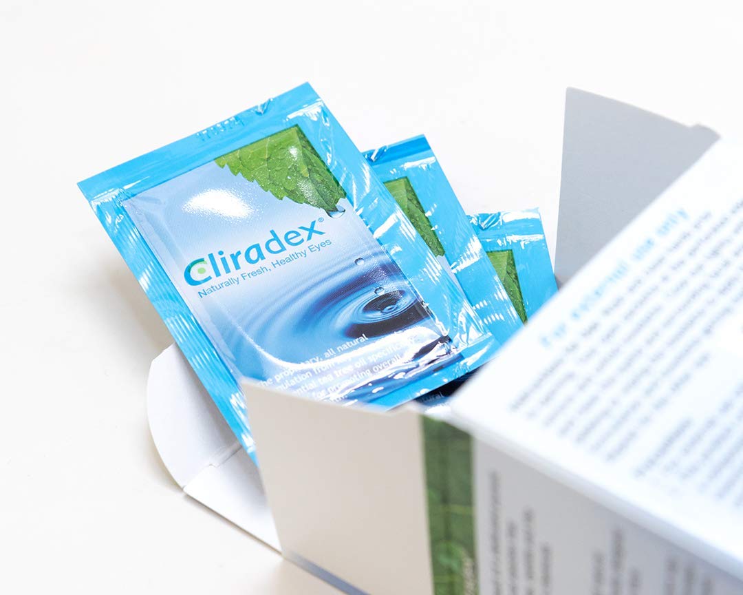 Cliradex Towelettes - Natural Face, Eyelash & Eyelid Cleanser - Wipes for Demodex, Blepharitis, Mgd and Red Irritated Eye Lid - Tea Tree Oil Extract.