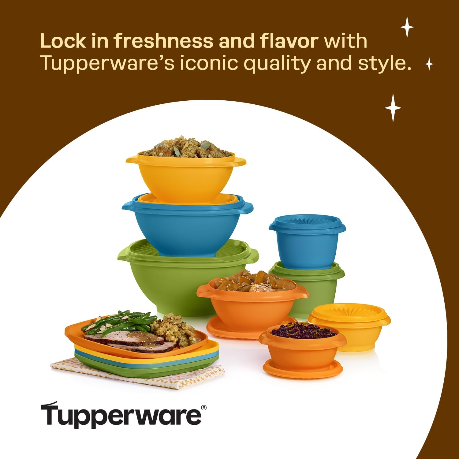 Tupperware Heritage 20-Piece Retro Set (4 Plates, 8 Containers, 8 Lids)