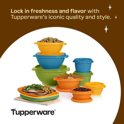 Tupperware Heritage 20-Piece Retro Set (4 Plates, 8 Containers, 8 Lids)