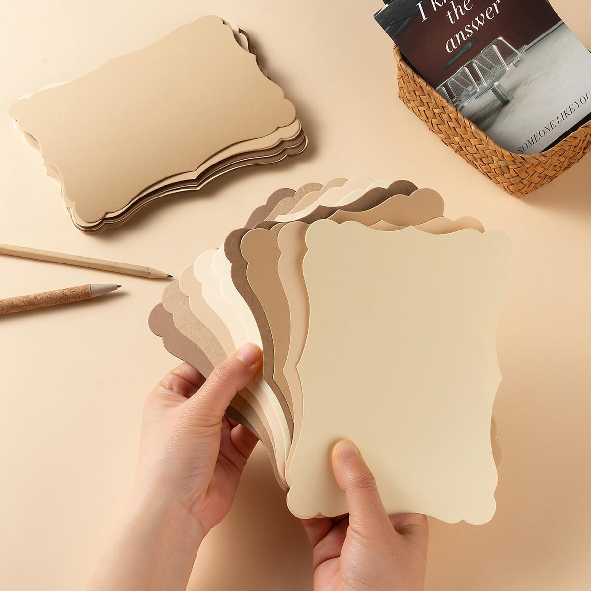 50 Pack Blank Kraft Greeting Cards, Brown, 5 Colors, 4x6IN