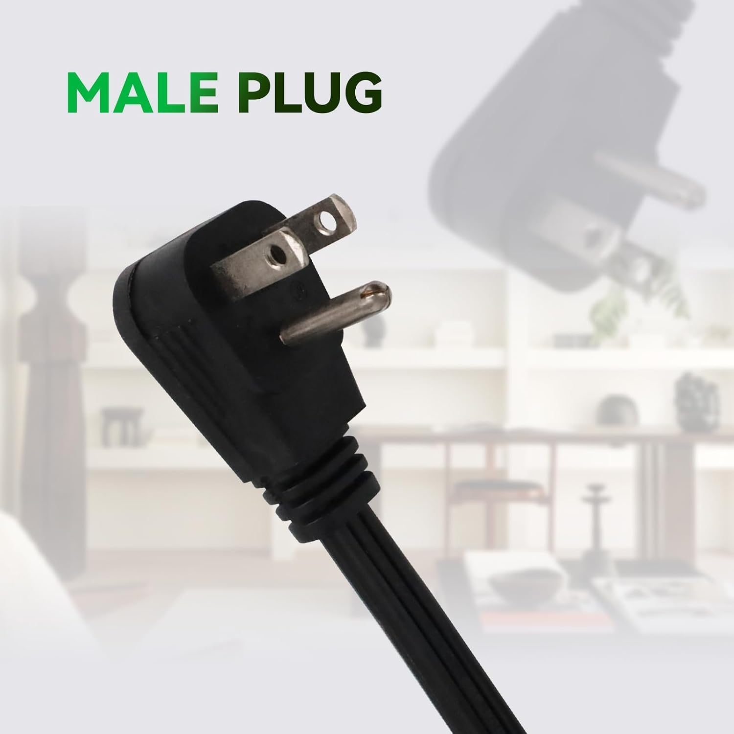 EP 3 Ft Heavy Duty Appliance Extension Cord 14 AWG 3-Prong Flat Plug, Black