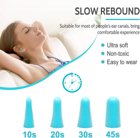 LYSIAN Soft Foam Ear Plugs for Sleeping, 60 Pairs, 38dB SNR, Lake Blue