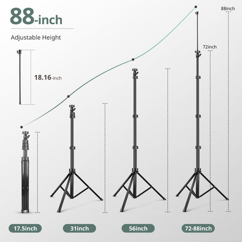 Sensyne 88" Phone Tripod, Selfie Stick Tripod with 14.95" Flexible Gooseneck, Overhead Cell Phone Stand for Video Recording, Photography, Compatible with Phone, Camera