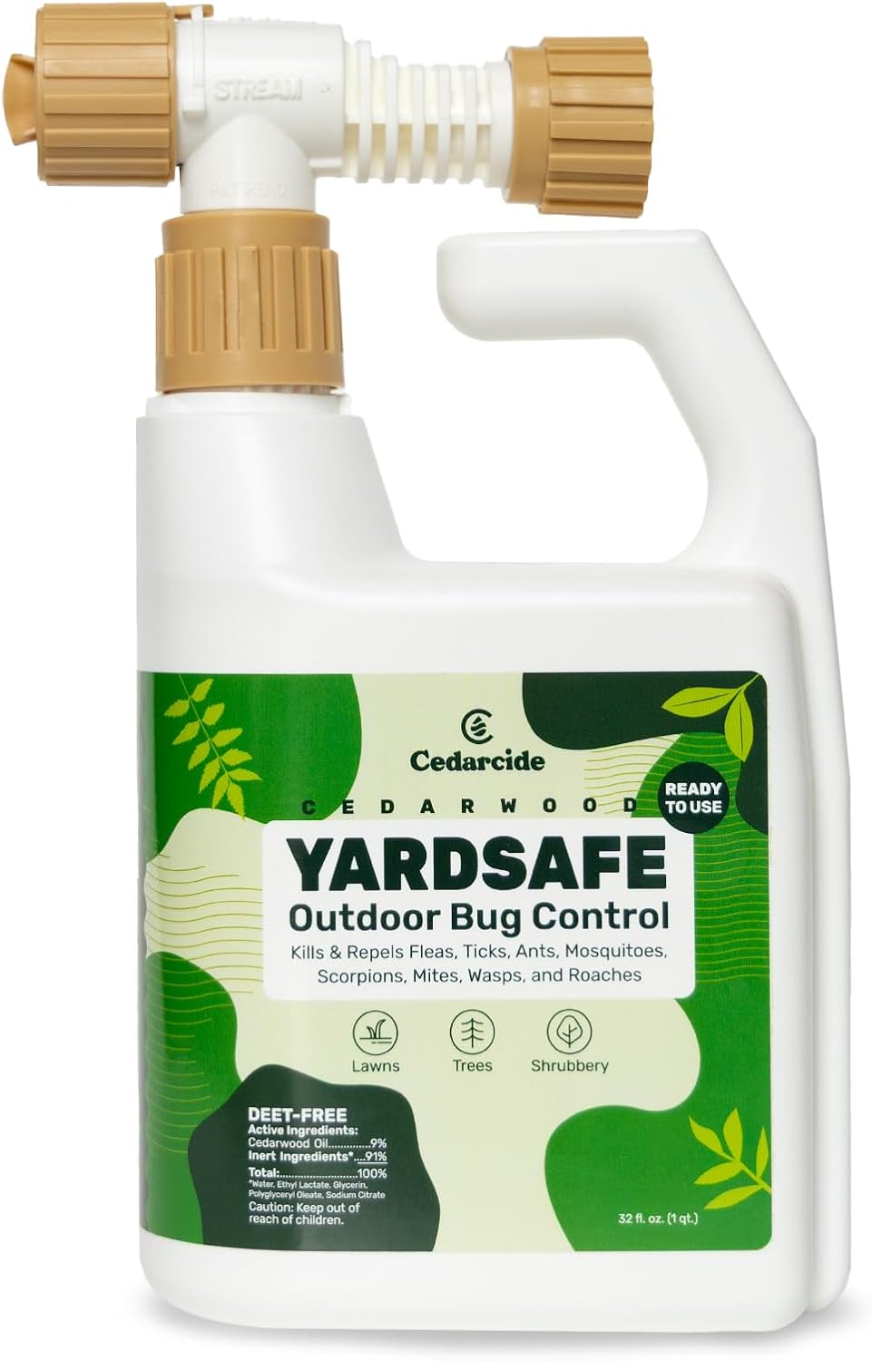 Cedarcide YardSafe | Kills & Repels Mosquitoes, Ticks, Fleas, Mites & More with Natural Essential Oils | Family & Pet-Safe | Eco-Friendly | 1 Quart (32 Oz.)