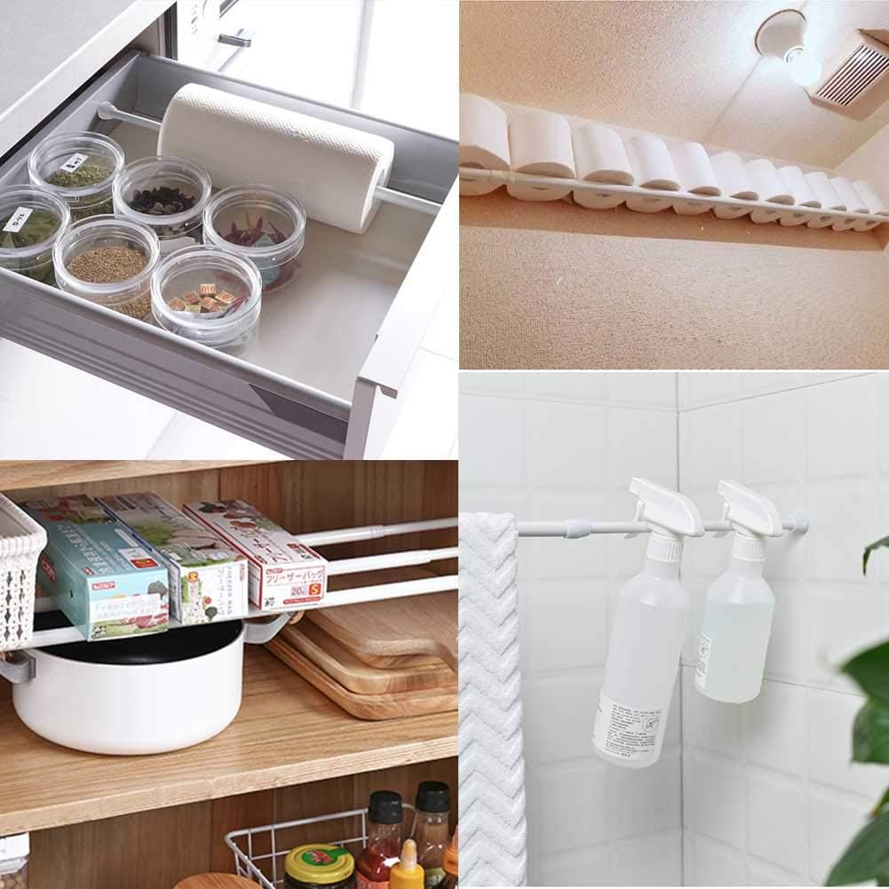 AIJIEGUANG Spring Tension Curtain Rods 28-43in Spring Load Adjustable Expandables Heavy Duty Steel Small Short Tension Curtain Rod for Windows,Kitchen,Doorway,Bathroom,Cupboard Bars