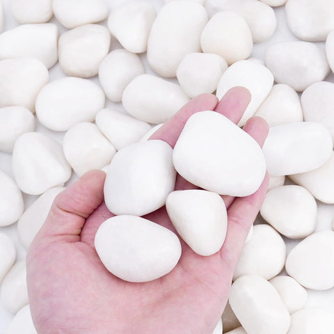 Pulovin 20 lbs White Rocks for Landscaping, Vases, Plants Indoor, 1-2 Inch