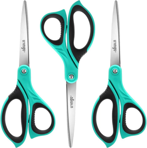 LIVINGO All Purpose Scissors 8.5" Office Craft Shears 3 Pack