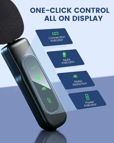 Wireless Microphone for iPhone & Android, 2-Pack Mini Lavalier Mic