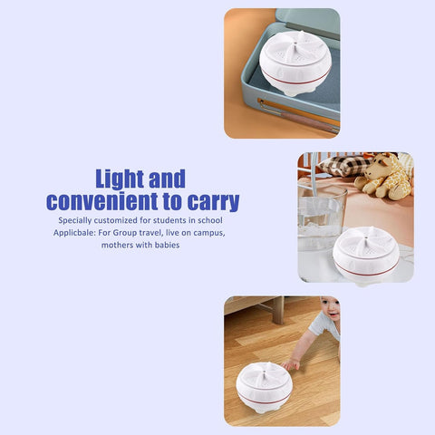 Mini Ultrasonic Turbine Washer, 27W USB Rechargeable Washing Machine with 50s Reverse Cycle 30min Auto Power Off, Portable Laundry Cleaner for School, Home and Hotel