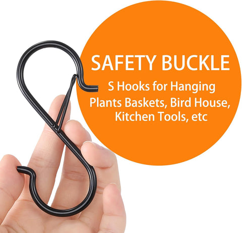 12 Pack 5 Inch S Hooks for Hanging, Heavy Duty S Hooks with Safety Buckle