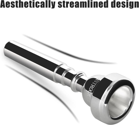 EASTROCK 1.25C Trumpet Mouthpiece Silver Plated Bb Trompeta, Vacuum Packed