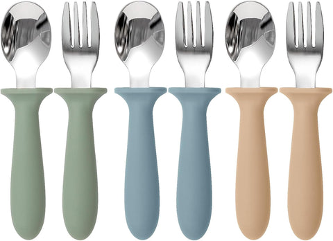 Eascrozn Toddler Utensils, 6 Pack Children Safe Forks and Spoons Set
