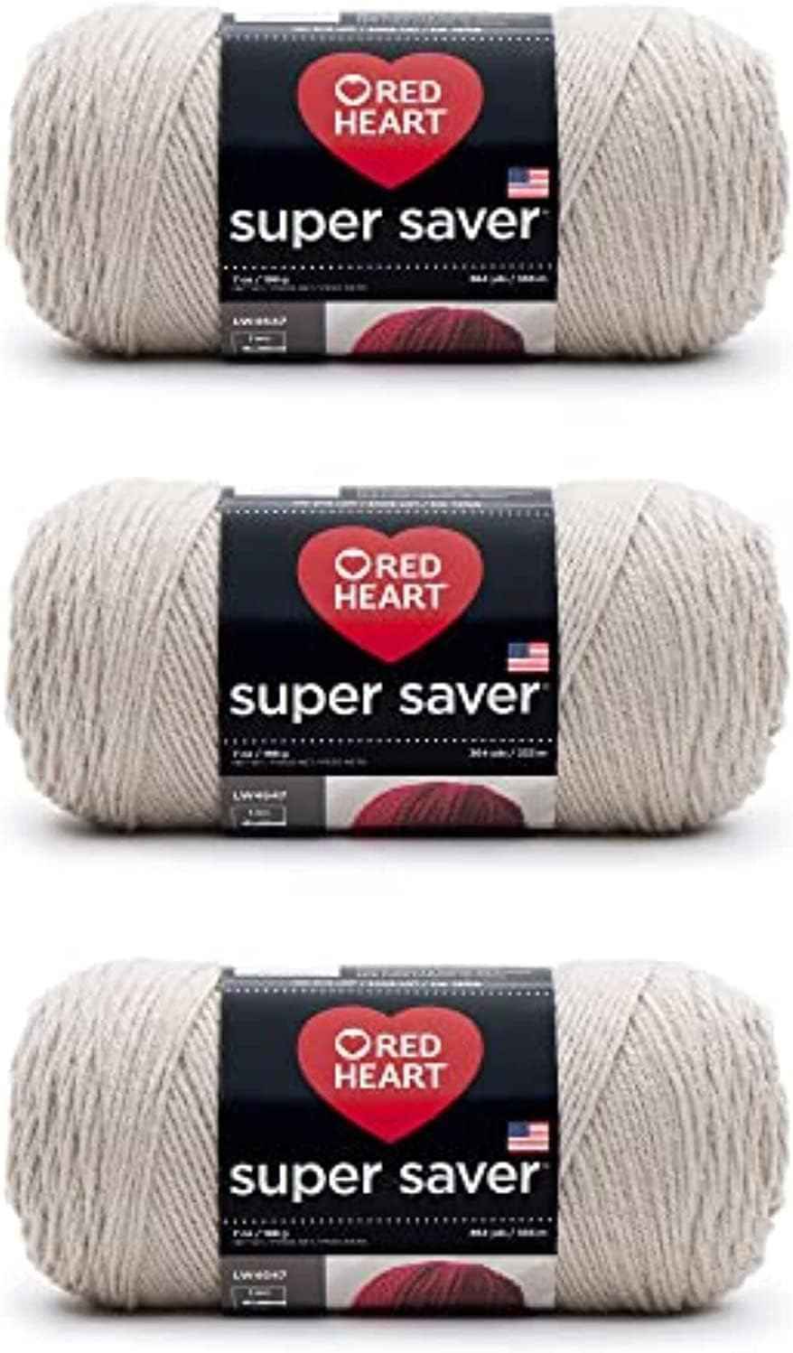 Red Heart Super Saver Yarn for Crocheting & Knitting, Oatmeal, 3-Pack