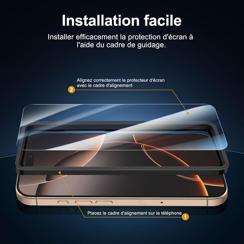 NEW'C 3 Pack Designed for iPhone 16 Pro, iPhone 17, 17 Pro Screen Protector (6.3 inches), Enhanced Tempered Glass Protection with easy installation tool included, Case Friendly