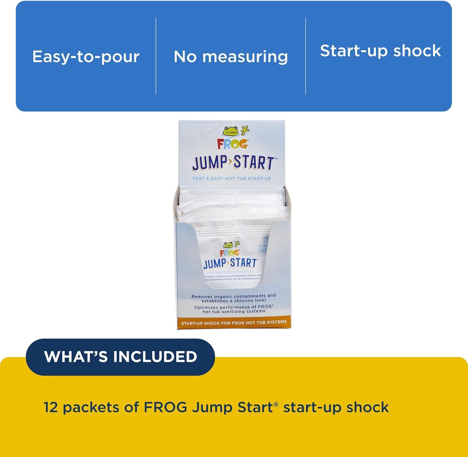 FROG Jump Start, Single Dose Chlorine Shock for Hot Tubs, 12 Pack
