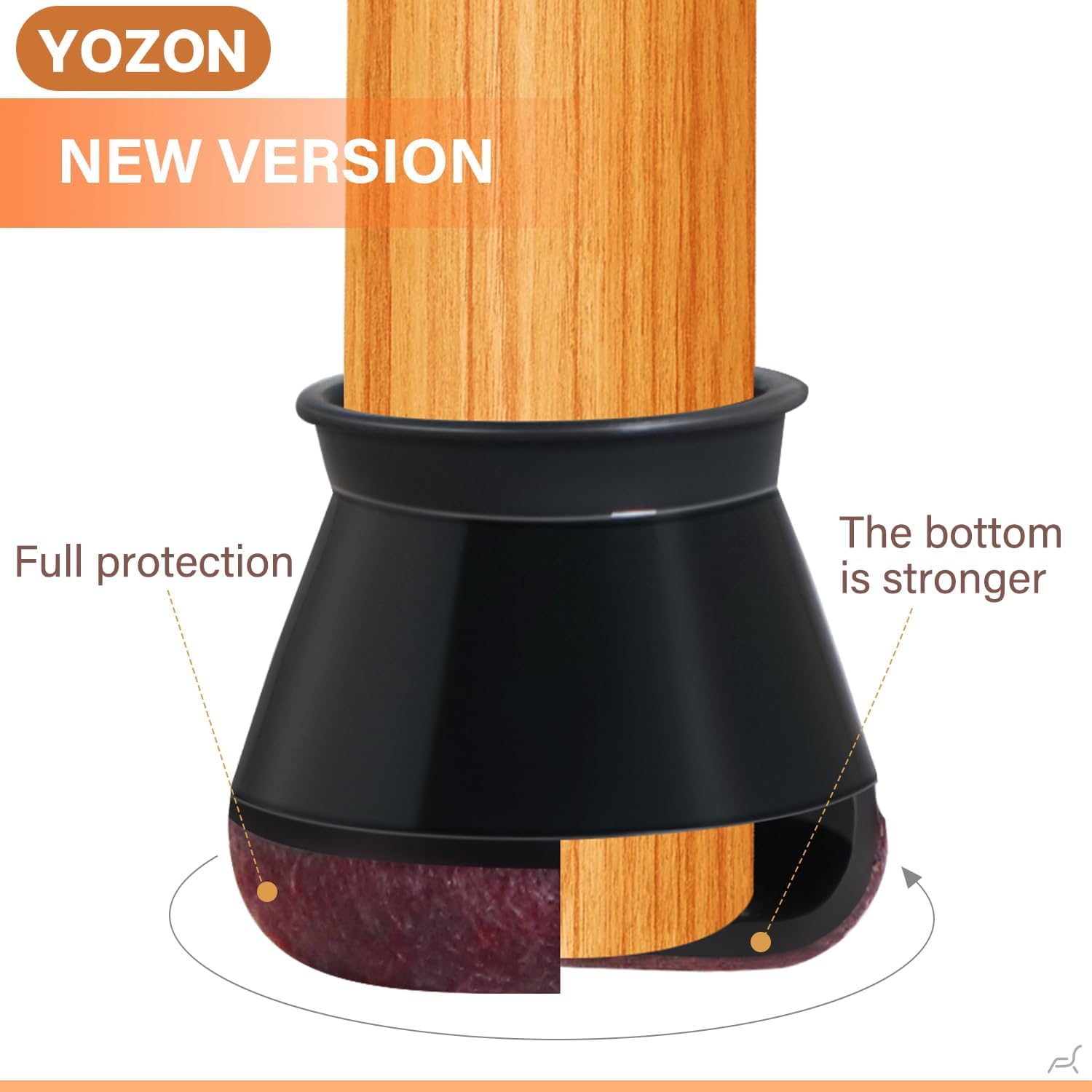 YOZON Chair Leg Floor Protectors Silicone Caps Felt Strengthen Bottom
