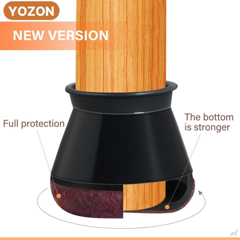 YOZON Chair Leg Floor Protectors Silicone Caps Felt Strengthen Bottom