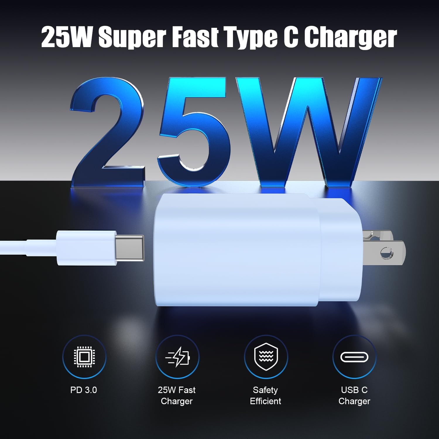 Type C Charger Fast Charging,4Pack 25W Super USB C Fast Charger Block