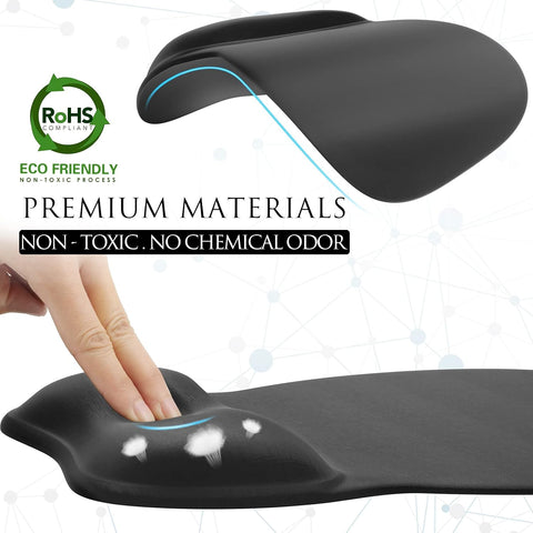 MROCO Ergonomic Mouse Pad with Gel Wrist Rest, 9.4 x 8.1 in, Black
