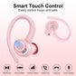 Csasan Headphones Wireless Earbuds Sport, Bluetooth 5.3 Over Ear Buds Stereo Deep Bass Headset with Earhooks, 48H Wireless Earphones with HD Mic, IP7 Waterproof Earbud for Sports/Running/Workout Pink