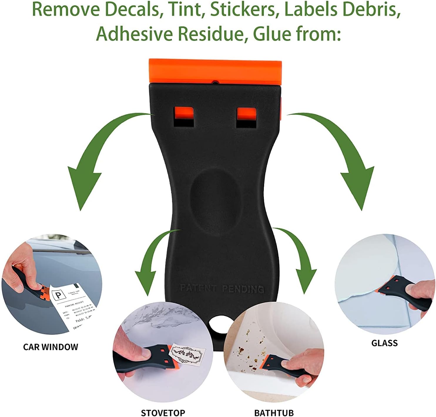 Plastic Razor Blade Scraper, Scraper Tool with 20 PCS Plastic Razor Blades for Removing Labels Adhesive Decals Sticker from Windows Glass (Black)
