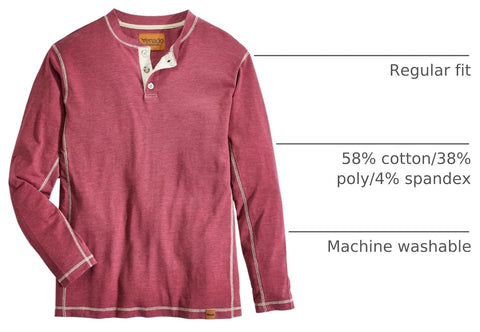 Venado Henley Long Sleeve Shirts for Men - Mens Henley with Flex Material