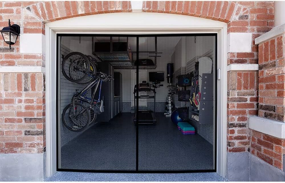 Garage Door Screen for 1 Car, 8x7 ft Single Magnetic Fiberglass Mesh Net