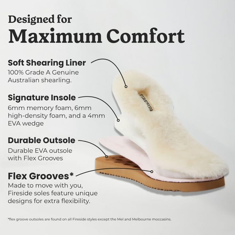 Fireside by Dearfoams Women’s Greta Genuine Shearling Clog Slippers, 100% Natural Suede Clogs for Outdoor & Indoor