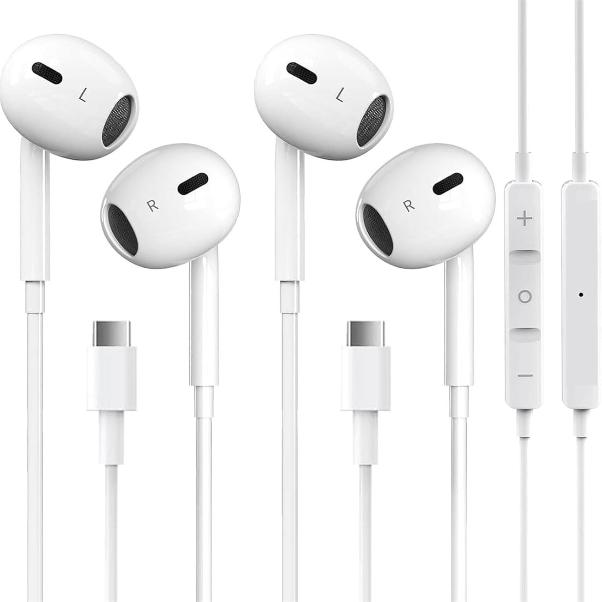 2 Packs USB C Headphones for iPhone 17/16/15 Pro Max Plus Type C Earphones with Microphone & Remote Noise Cancelling Earbuds for iPhone 17/16/15 Pro, iPad, Galaxy S26/S25/S24/Ultra Note10/20