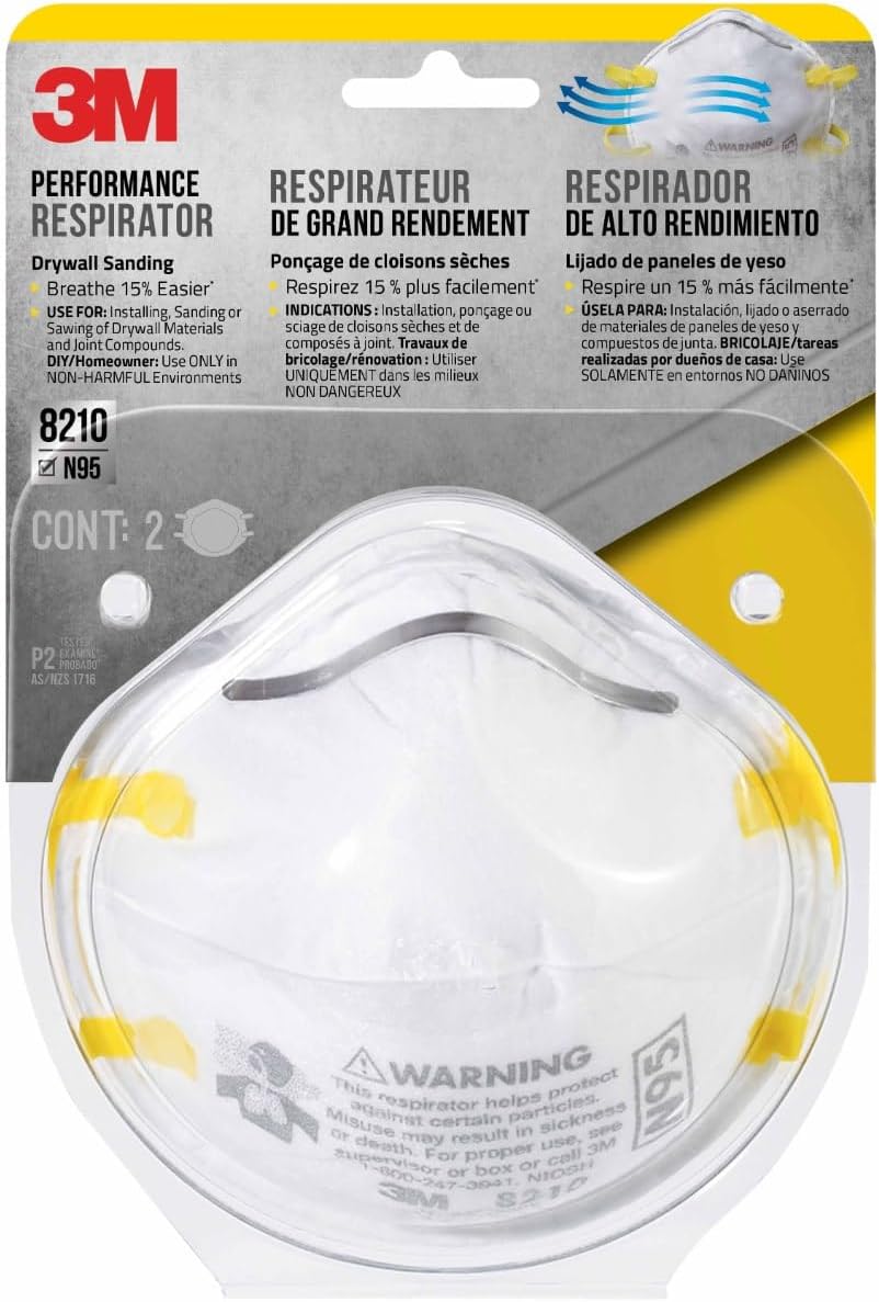 3M N95 Particulate Respirator 8210, Disposable Respirator, 2-Pack