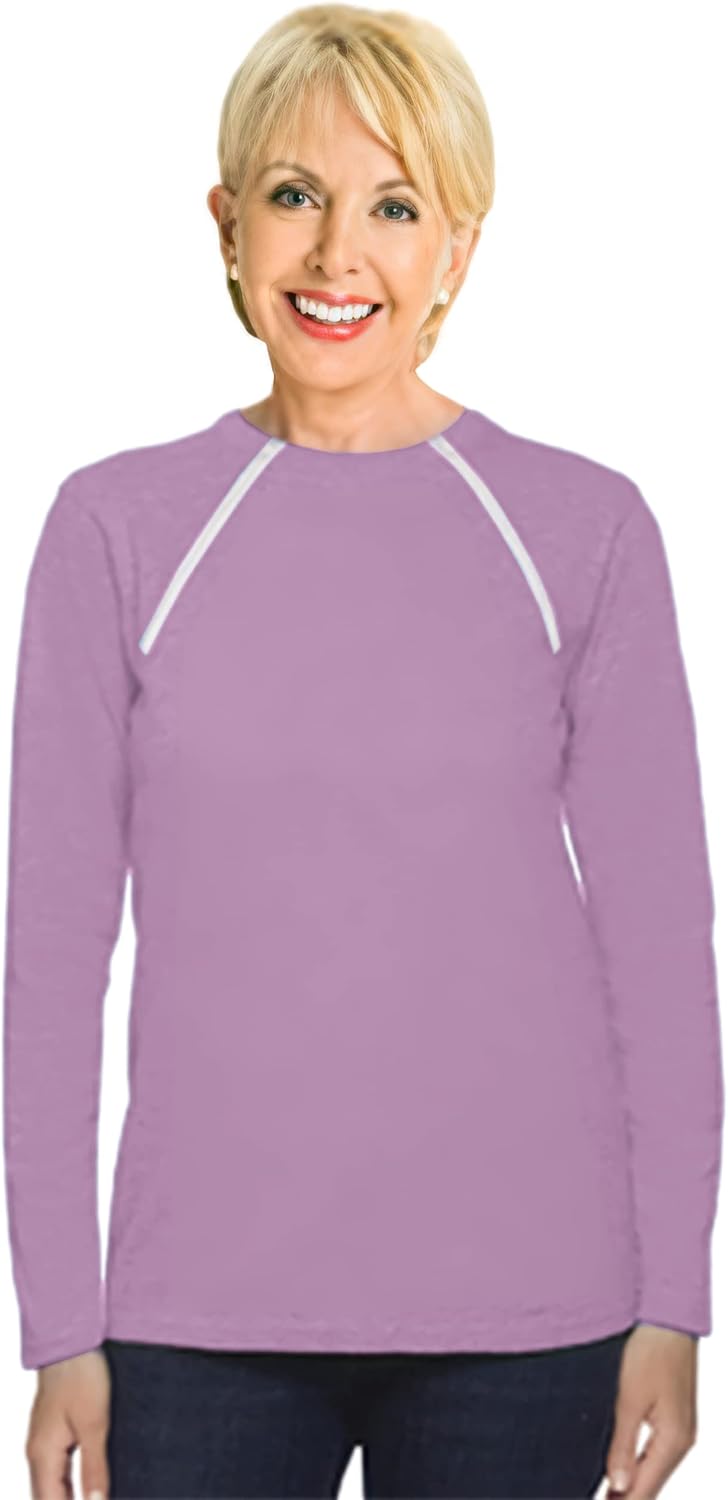 ComfyChemo® CHEMOWEAR : Women's Long Sleeve Chemotherapy Port Zipper Shirts
