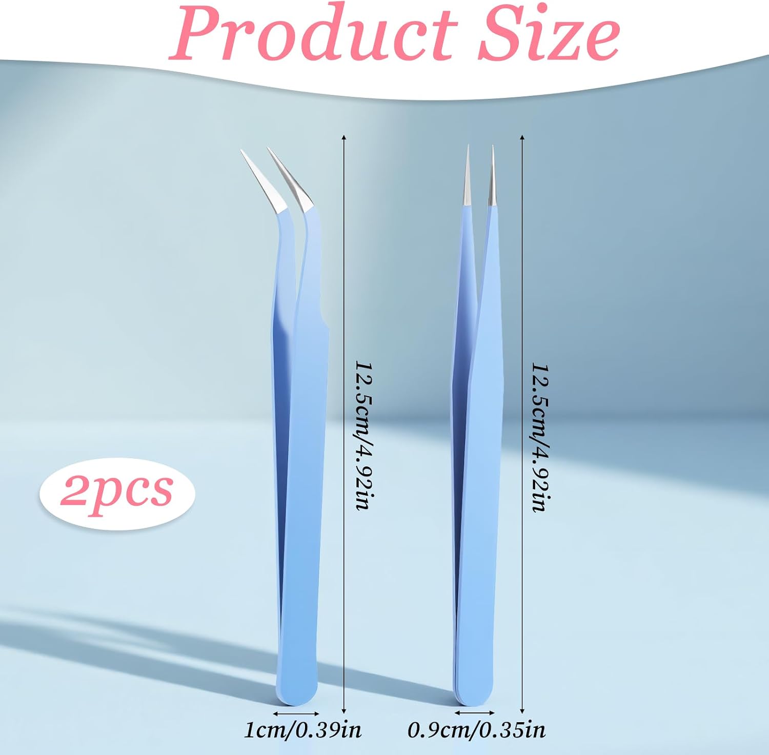 2 Pcs Sticker Tweezers, Craft Tweezers Scrapbooking Tools Precision Tweezer Blue Cute Crafting Tweezer for Stickers Lashes Electronics Scrapbooking (Blue)