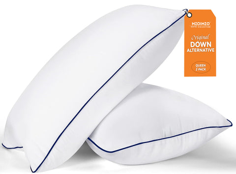 MZOIMZO Bed Pillows for Sleeping- Medium Soft, Queen Size Set of 2, Cooling Hotel Quality for Back, Stomach or Side Sleepers