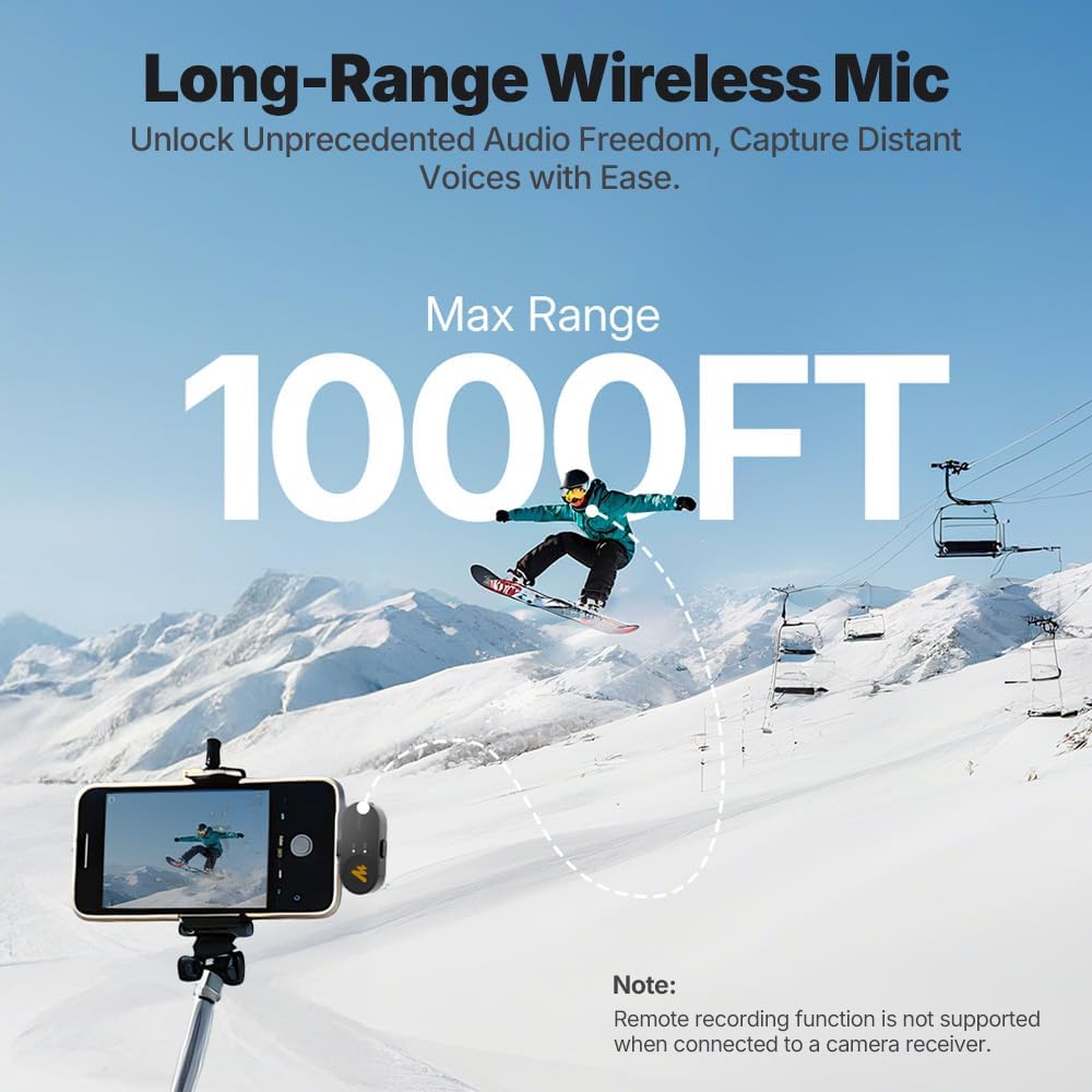 MAONO Wave T5 Wireless Lavalier Microphone for iPhone15/16/17 Android Phone