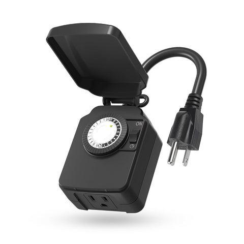 BN-LINK Outdoor 24-Hour Mechanical Timer Outlet, 1 Grounded Outlet