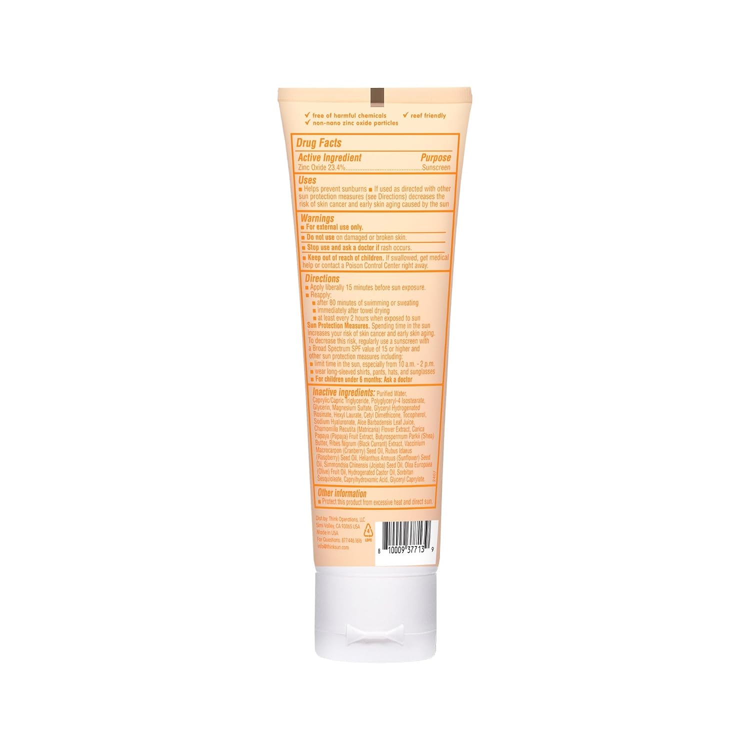 Thinkbaby Baby Sunscreen for Sensitive Skin SPF 50, 3 Fl Oz Mineral Formula