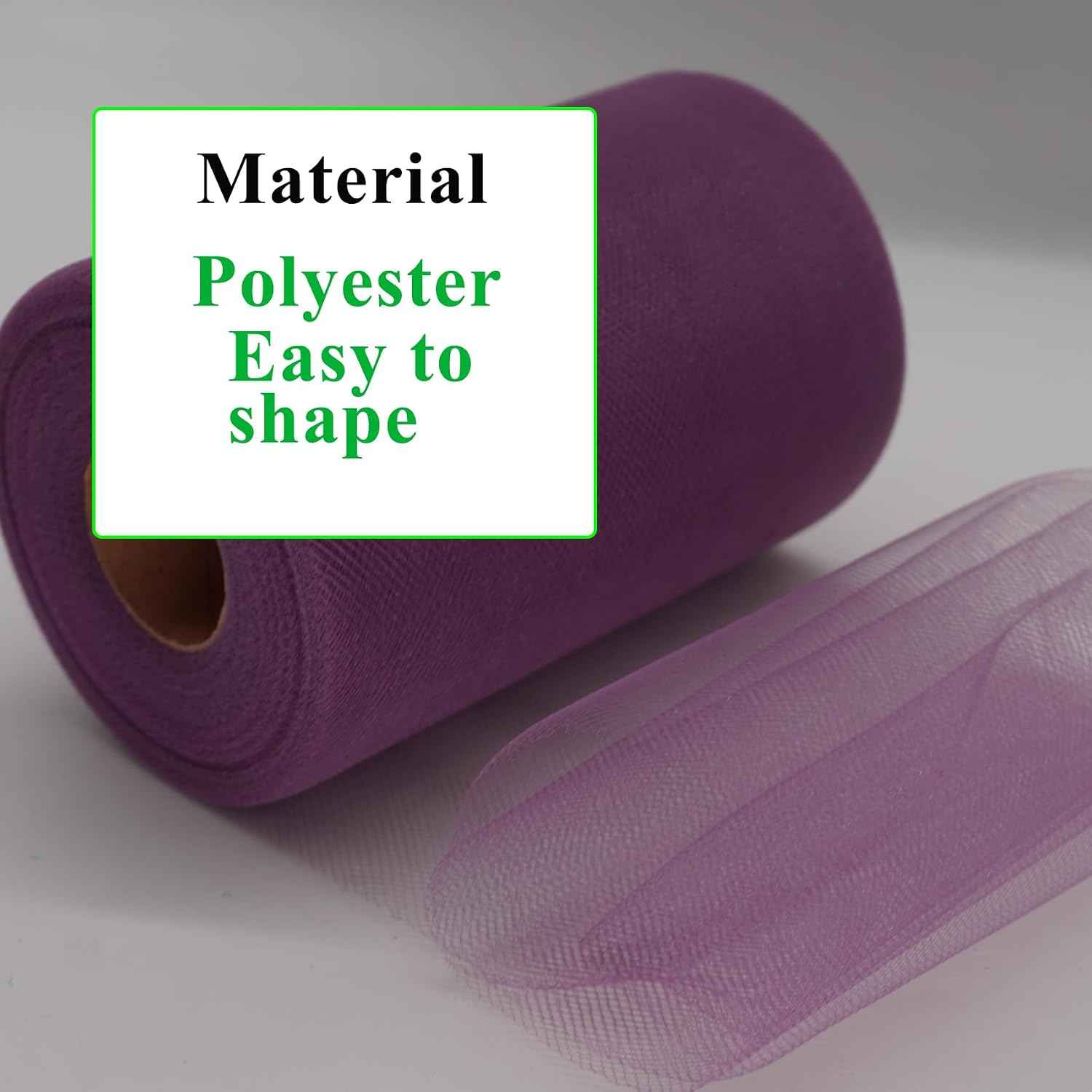 IONTACH Amethyst Tulle Fabric Roll 6 Inch X 100 Yards Tulle Ribbon