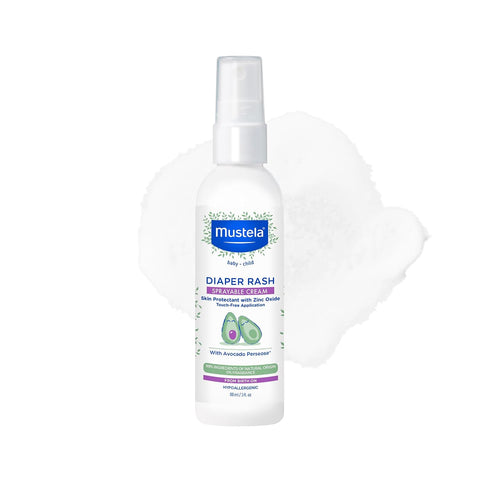 Mustela Baby Diaper Rash Cream Spray – Touch-Free protectant with Zinc Oxide & Natural Avocado - Treats, Soothes and Prevents Diaper Rash- Fragrance-Free - 3 fl. oz
