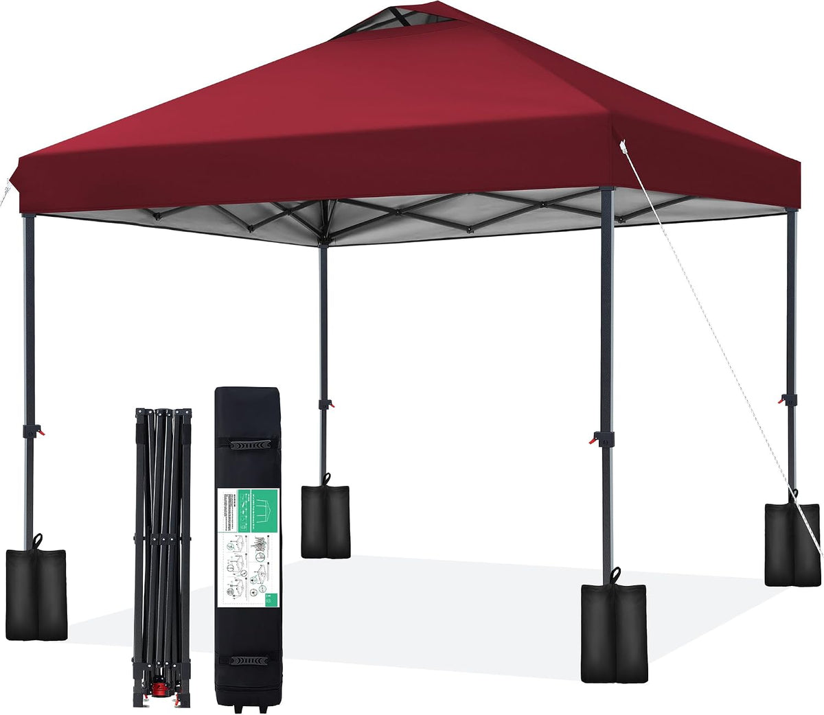 JEAREY 10x10 Pop Up Canopy Tent, Easy Up Outdoor Market Canopy, Red