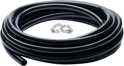 3/4" id - 10ft Black Vinyl Tubing Flexible PVC Irrigation Hose & 2 Clamps