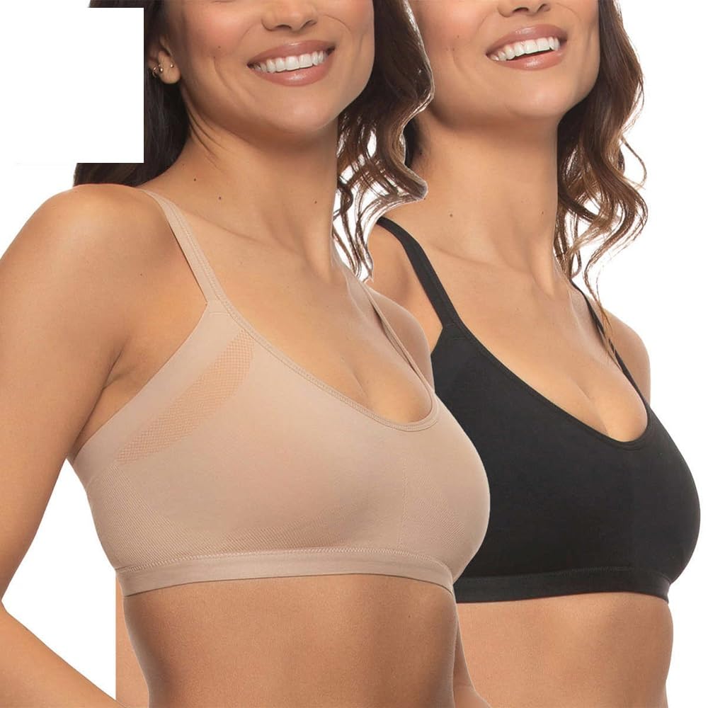 Felina Ladies' Side Smoothing Bra, 2-Pack (US, Alpha, X-Large, Regular, Regular, BlackNude)
