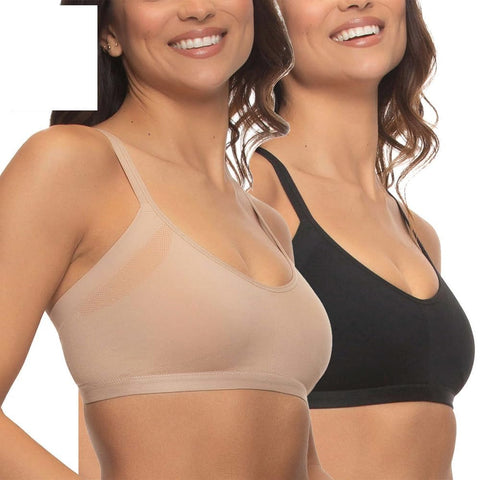 Felina Ladies' Side Smoothing Bra, 2-Pack (US, Alpha, X-Large, Regular, Regular, BlackNude)
