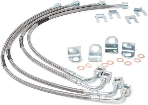 Rough Country Stainless Brake Lines for Jeep Wrangler JK w/4-6" Lift (2007-2018) - 24" FR & 22.5"RR Brake Line