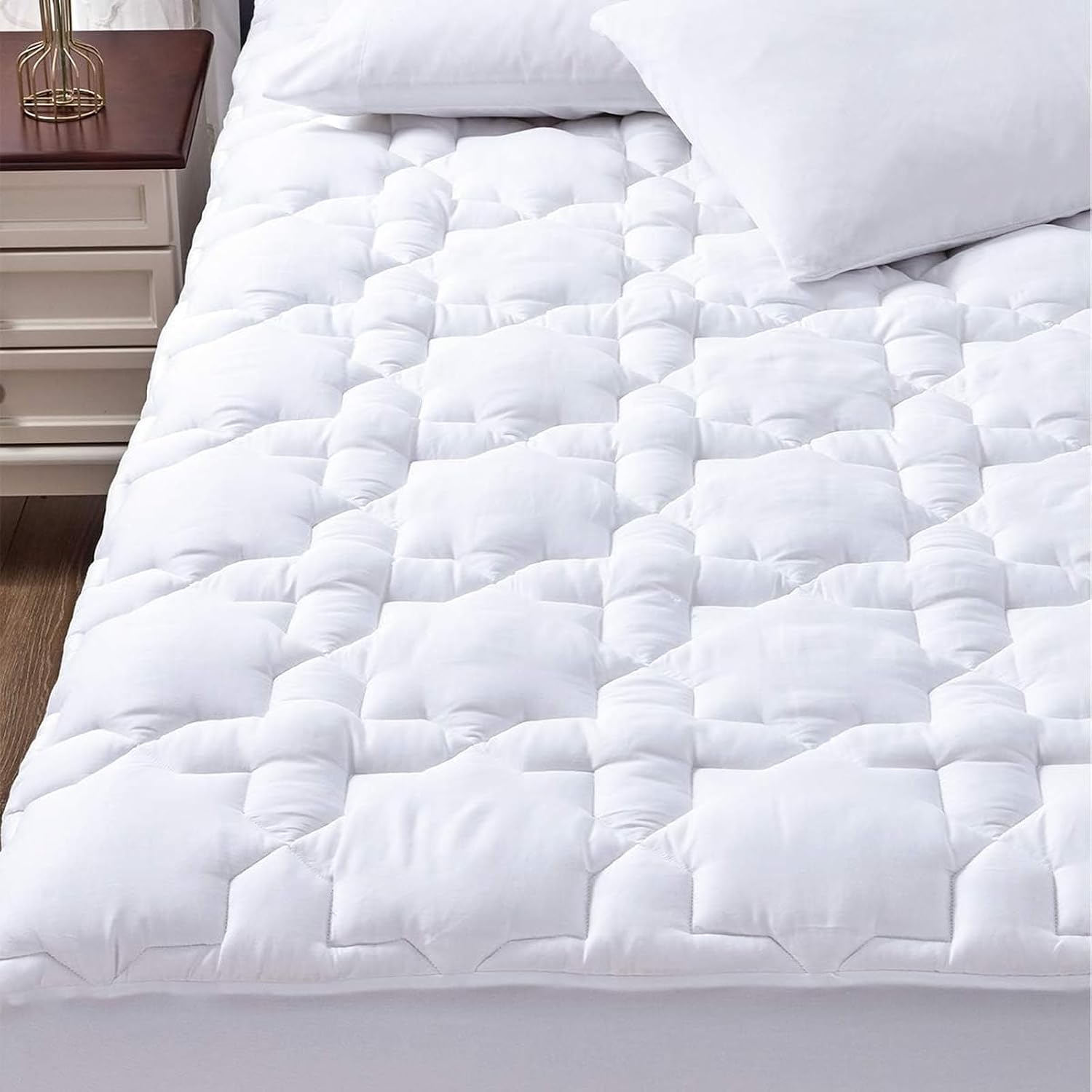 CozyLux Twin Mattress Pad, Cotton Top, 450 GSM Down Alternative Fill