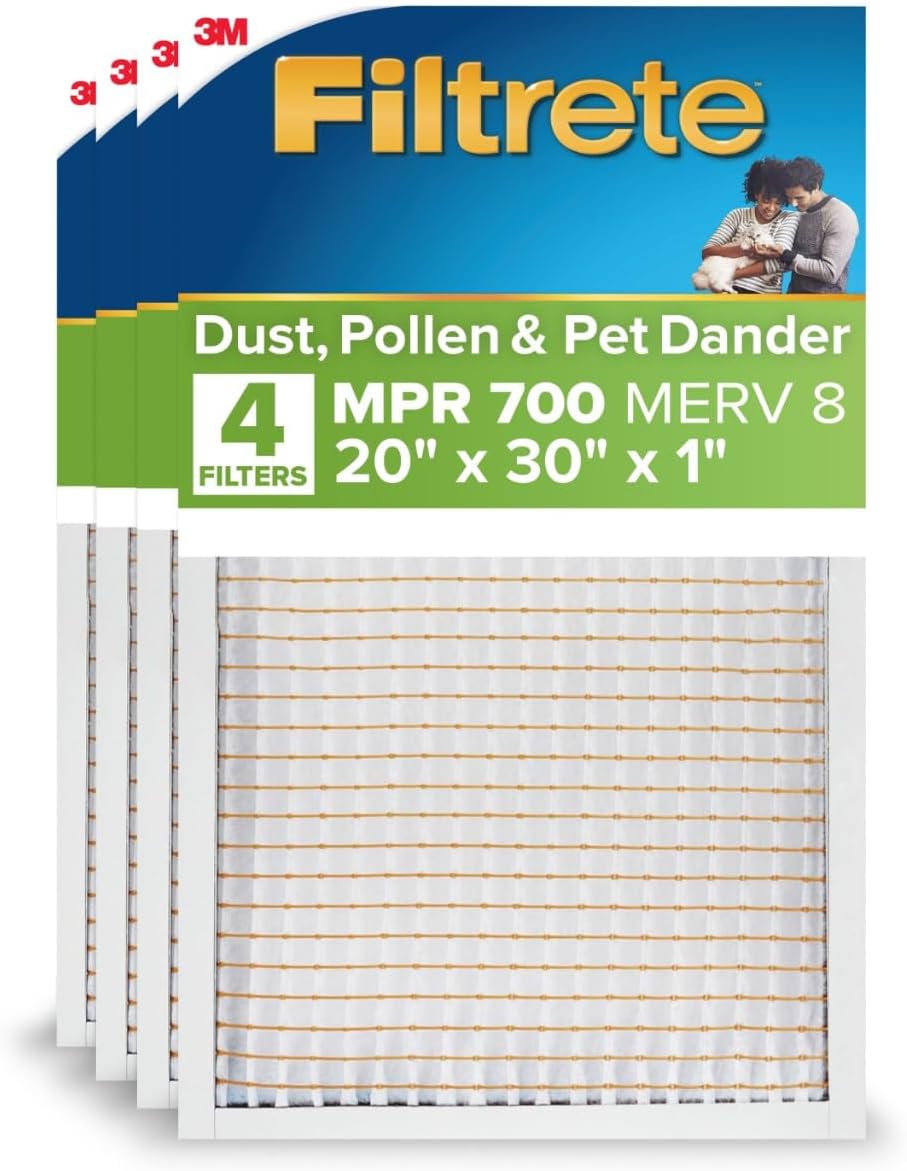 Filtrete 20x30x1 Air Filter, MERV 8, MPR 700, 4 HVAC Filters