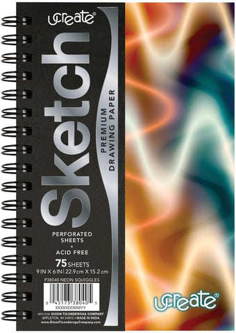 UCreate Poly Cover Sketch Book, Heavyweight, 9" x 12", Black, 75 Sheets