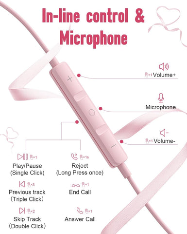 USB C Headphones Wired for iPhone17 16 Pro Max 15 Plus iPad Pro Air Pink